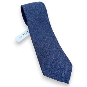 Eton Tie Blue Wool Silk Woven Made in Italy New